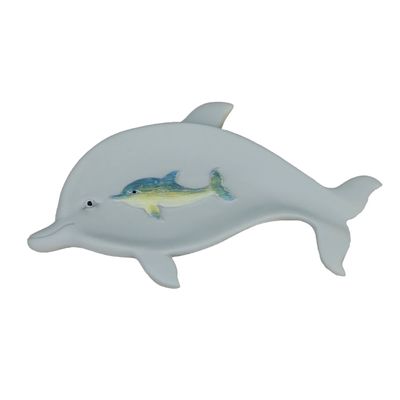 3D Resin Self-Drainning Soap Dish, Resin Oval Soap Bar Holder Mother & Baby Dolphins. The Dolphins Ocean Animal Landscape