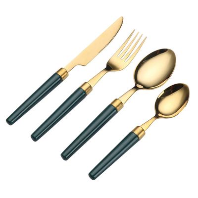 Gold Silverware Set,18/10 Stainless Steel Flatware Set With Ceramic Handle,Cutlery Set for Home Kitchen Include Knife Spoon Dessert Spoon Fork.