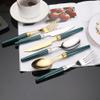 Gold Silverware Set,18/10 Stainless Steel Flatware Set With Ceramic Handle,Cutlery Set for Home Kitchen Include Knife Spoon Dessert Spoon Fork. view 2