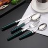 Gold Silverware Set,18/10 Stainless Steel Flatware Set With Ceramic Handle,Cutlery Set for Home Kitchen Include Knife Spoon Dessert Spoon Fork. view 3