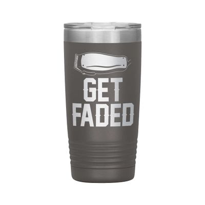 Get Faded Barber Tumbler - 20oz Engraved Stainless Steel Cup - Pewter