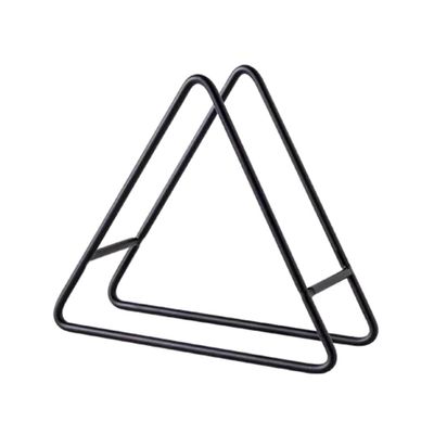 BESTonZON Round Coaster Holder Triangle Coaster Holder Black Iron Metal Holder Storage for Both Round and Square Coasters Fit 4 to 9 Pieces Coasters, 4.3 Inch Square Coaster Holder