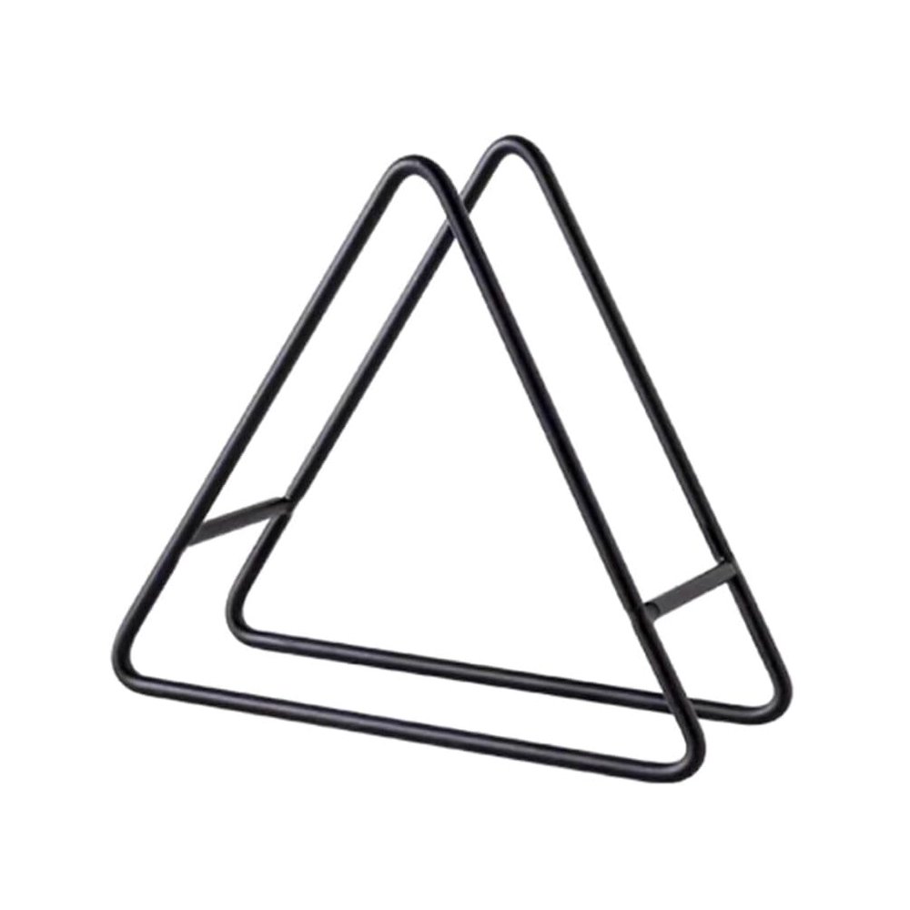 BESTonZON Round Coaster Holder Triangle Coaster Holder Black Iron Metal Holder Storage for Both Round and Square Coasters Fit 4 to 9 Pieces Coasters, 4.3 Inch Square Coaster Holder