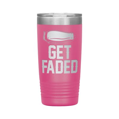 Get Faded Barber Tumbler - 20oz Engraved Stainless Steel Cup - Pink