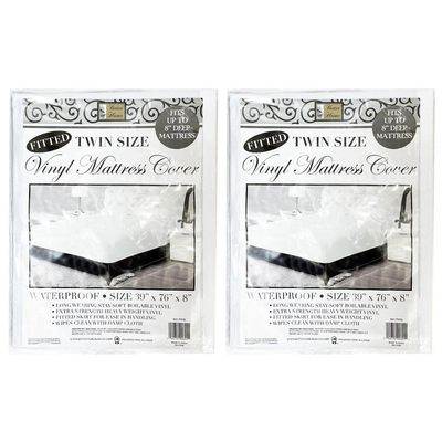 2Pk Premium Mattress Cover Twin Size Bed Heavy Vinyl Waterproof Fitted Protector