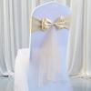 100Pcs Stretch Satin Chair Sashes Bows Chair Bands Decor for Hotel Wedding Reception Party Event Chair Cover Decoration Light Champagne view 1