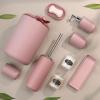 IMAVO Bathroom Accessories Set,Pink Bathroom Set,9 Pieces Bathroom Accessory Set,Tray,Qtip Holders,Toilet Brush,Trash Can for Bathroom Dcor and Home Gifts view 2