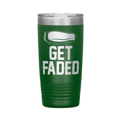 Get Faded Barber Tumbler - 20oz Engraved Stainless Steel Cup - Green