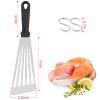 12.5In Fish Spatula, HaSteeL Stainless Steel Slotted Turner with Plastic Handle, Heavy Duty Metal Griddle Spatula for Grilling Cooking Baking Flipping Frying, Dishwasher Safe & Beveled Edge - 2Pcs view 2
