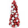 3-Finish Shatterproof Ball Christmas Tree with Tinsel - 15.75" - Red and White view 1