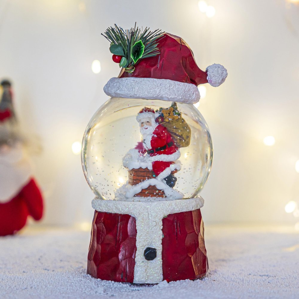Voltogar Musical Christmas Snow Globe with Glitter, Santa Theme Glass Water Ball for Home and Office Holiday Decor, Ideal Xmas Gift