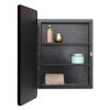 Fundin Plastic Black Medicine Cabinet, Beveled Edge Mirror Door with Round Corner Metal Frame, Recessed and Surface Mount Bathroom Medicine Cabinet, 16 x 24 inch Mirror Size view 3