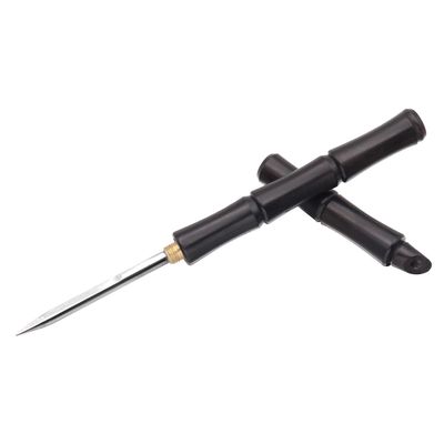 304 Stainless Steel Ice Pick Puer Puerh Tea Knife Tea Cake Pick Tool with Safety Cover Solid Bamboo Handle for Breaking Ice Kitchen Tool, Bartender, Picnics, Camping (Black)