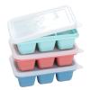 Mini Ice Cube Trays for Freezer with Easy-Release Silicone Bottom, Small Ice Cube Molds with Lid for Cocktail, 3 Pack Blue&Red&Green view 1
