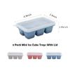 Mini Ice Cube Trays for Freezer with Easy-Release Silicone Bottom, Small Ice Cube Molds with Lid for Cocktail, 3 Pack Blue&Red&Green view 4