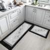 EMMTEEY Marble Kitchen Rugs 2 Pieces Set Cushioned Kitchen Rugs and Mats Non Slip Waterproof Comfort Standing Mat Black Gray Foam Kitchen Mats for Laundry Office Sink 17.3"X29"+17.3"X47" view 1