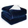 Alomidds Weighted Blanket Queen Size 20lbs 60x80 inches, Sherpa Weighted Blankets for Adults,Fluffy Warm Sherpa & Cozy Soft Flannel Thick Heavy Blanket, Navy view 1