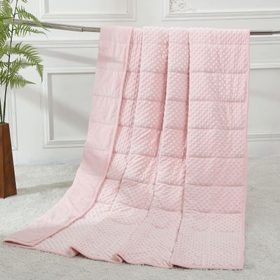 Alomidds Weighted Blanket (60"x80",15lbs Queen Size - Pink), Weighted Blankets for Adults, Cooling Breathable Soft and Comfort Minky, Heavy Blanket Microfiber Material with Glass Beads