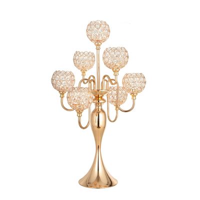 Candelabra Centerpieces for Table, Candle Holder for Table Centerpieces, 7Arm Tall Crystal Candelabra Candle Holder, Gold Centerpiece for Table Wedding Christmas Party Event