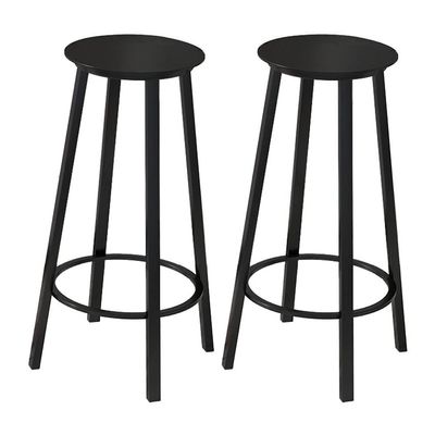 KWOKING Contemporary Footrest Backless Barstool Matte Finish Iron Stool Nordic Bar Chair Simple Bar Stool Home Rotating High Chair Black Set of 2 Bar Stool(30" H)