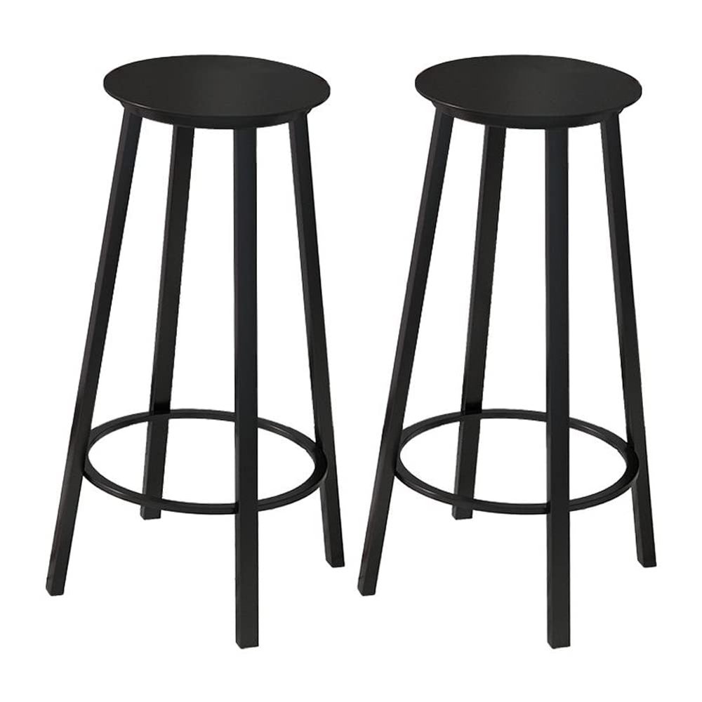 KWOKING Contemporary Footrest Backless Barstool Matte Finish Iron Stool Nordic Bar Chair Simple Bar Stool Home Rotating High Chair Black Set of 2 Bar Stool(30" H)