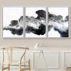 SIGNWIN Framed Canvas Print Wall Art Set Dark Black Smoke Geometric Waves Abstract Shapes Illustrations Modern Art Decorative Nordic Zen Chic for Living Room, Bedroom, Office - 16"x24"x3 White view 3