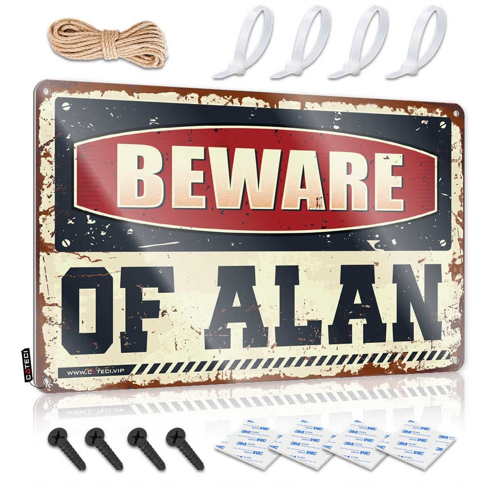 gaeruite Warning Metal Signs Beware of Alan Metal Sign Bar Cart Decor Gifts for Men Under 10 (Size : 20X30CM)