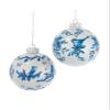 100MM Glass Blue and White Bird Ball Ornaments, 2 Assorted view 1