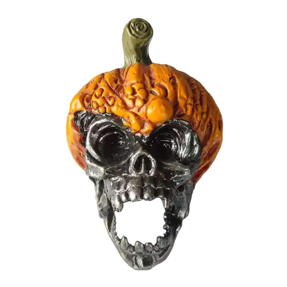 JHION Halloween Pumpkin Skull Decoration, Resin Pumpkin Skull Ornaments for Halloween Party Home Outdoor Decor
