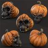 JHION Halloween Pumpkin Skull Decoration, Resin Pumpkin Skull Ornaments for Halloween Party Home Outdoor Decor view 3