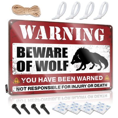 Alarm Sign Beware of Wolf Metal Sign Fair Warning Sign Funny Gifts for Men ( Size : 20X30CM )