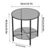 Artloge Tempered Glass End Table 2-Tier Round Nightstand Set 20 inch High Grey view 2