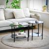 Artloge Tempered Glass End Table 2-Tier Round Nightstand Set 20 inch High Grey view 3