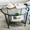 Artloge Tempered Glass End Table 2-Tier Round Nightstand Set 20 inch High Grey view 4
