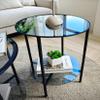 Artloge Tempered Glass End Table 2-Tier Round Nightstand Set 22 inch High Grey view 4