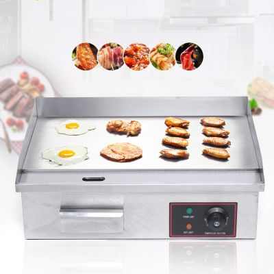 110V/60Hz Commercial Electric Griddle, Countertop Flat Top Griddle, Non-Stick Teppanyaki Grill, Tabletop Teppanyaki Machine, Adjustable Temperature Control 50-300, 21.26x15.75x8.66 In