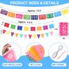 10 Pack 14 x 84 In Mexican Serape Table Runners, 29 Pcs Papel Picado Banner, Fiesta Hanging Banner and Pennant Flag Banner Colorful Bunting Banner for Mexican Theme Party (Rose Red, Blue) view 4