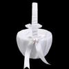 Sewroro 2 Pcs Flower Girl Baskets Pearl Flower Basket Romantic White Satin Bowknot Pearl Flower Girl Satin Wedding Basket view 4