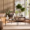 Artloge Modern End Table Round Tempered Glass Top Metal Legs 19.8 in Brown view 3