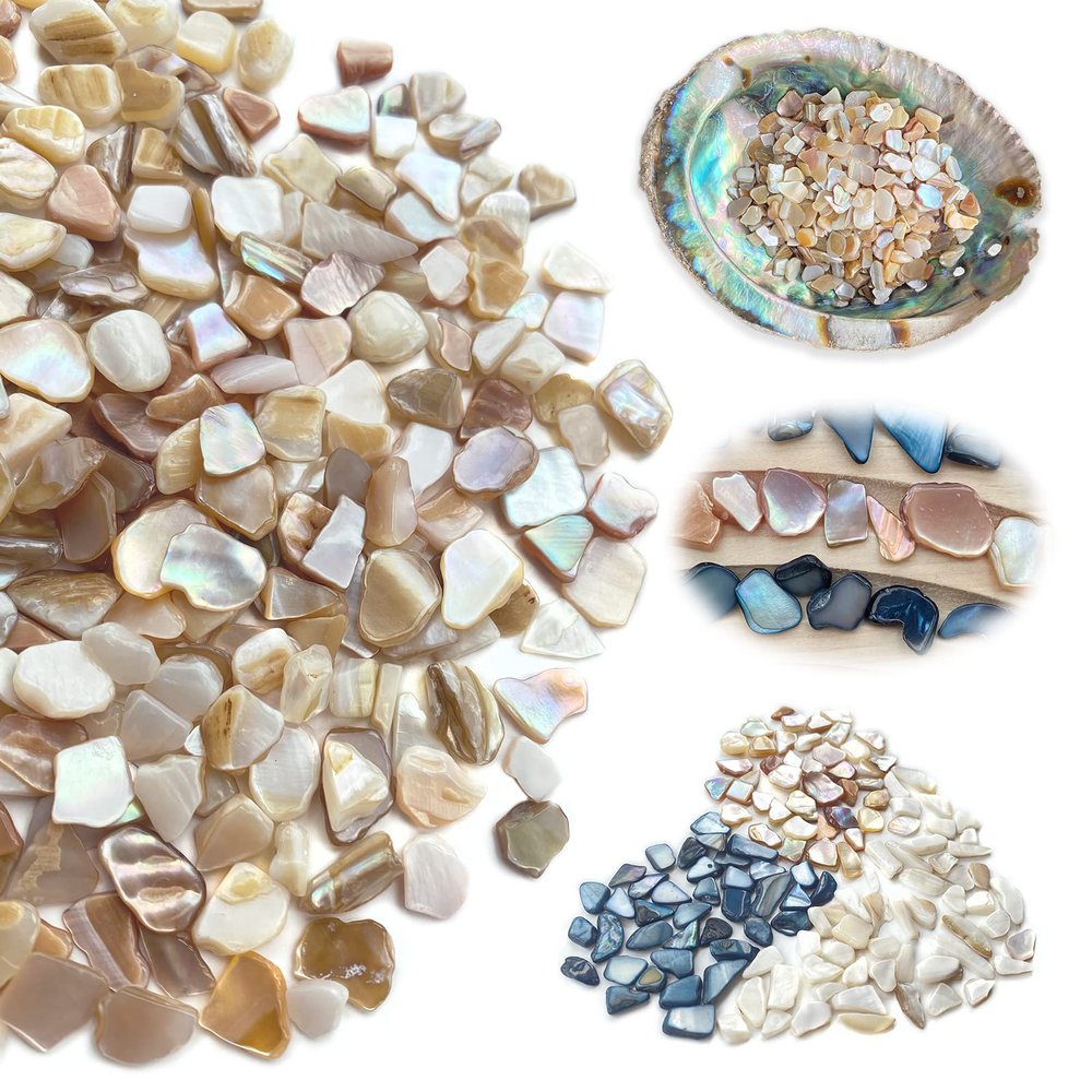 Yew & Tulip Natural Crushed Shells Chips, 64 oz (4 lb) Irregular Mother of Pearl Mosaic Fragments for Crafts, Home Dcor, Vase Filler, Wedding, Fish Tank, Wedding, DIY etc. (64 oz (4 lb), Warm)