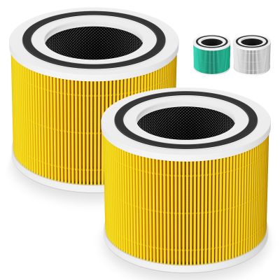 Core 300 Replacement Filter for LEVOIT Core 300/ Core 300S/ Core 300-P/Core 300S-P/Core P350 Air Purifi-ers, 3-IN-1 HEPA Filter, Compared to Part# Core 300-RF, Yellow (2 Pack)