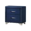 simple relax 2 Drawers Velvet Nightstand, Pacific Blue, Chrome view 1