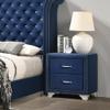 simple relax 2 Drawers Velvet Nightstand, Pacific Blue, Chrome view 2