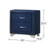 simple relax 2 Drawers Velvet Nightstand, Pacific Blue, Chrome view 3