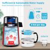 VEVOR 1.1Gal Water Distiller, 0.3Gal/H, Distilled Water Maker Machine 750W 0-99H Timing Dual Temp Display, 304 Stainless Steel Countertop Distiller Glass Carafe Cleaning Powder 3 Carbon Packs, Red view 3