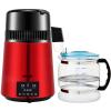 VEVOR 1.1Gal Water Distiller, 0.3Gal/H, Distilled Water Maker Machine 750W 0-99H Timing Dual Temp Display, 304 Stainless Steel Countertop Distiller Glass Carafe Cleaning Powder 3 Carbon Packs, Red view 4
