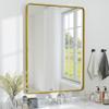 SCWF-GZ 24x36 Mirror Rectangle Full Length Wall Mounted or Against Wall Aluminum Alloy Metal Frame Dressing Mirrors for Entryway Bedroom Bathroom Living Room 36x24 inch Gold view 1