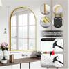 SCWF-GZ 24x36 Arch Mirror Rectangle Full Length Wall Mounted Hanging or Against Wall Metal Aluminum Alloy Frame Dressing Make-up Mirrors for Entryway Bedroom Bathroom Living Room 24 36 inch Gold view 3
