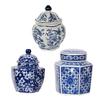 A&B Home Blue and White Vase, Porcelain Ginger Jars for Home Decor, Chinoiserie Vase for Bedroom Living Room Console Table Accent, Shelf and Tabletop Decor, Set of 3 view 1