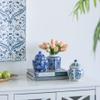 A&B Home Blue and White Vase, Porcelain Ginger Jars for Home Decor, Chinoiserie Vase for Bedroom Living Room Console Table Accent, Shelf and Tabletop Decor, Set of 3 view 2